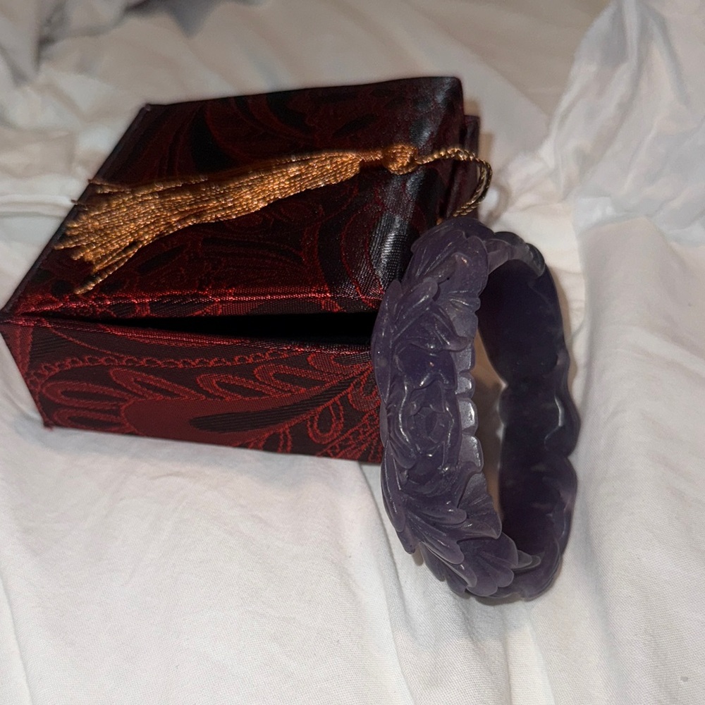 Natural Dark Purple Jade Bangle